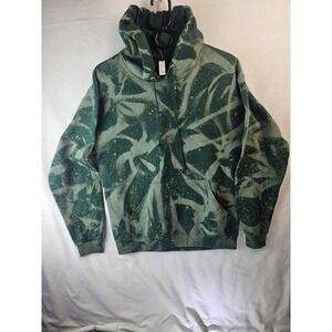 Mens Hoodie Sweatshirt Green Camouflage Pullover Cotton  Size M